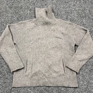 Guide Series Gray Lambs Wool Blend Ribbed Turtleneck Sweater Size L Pockets
